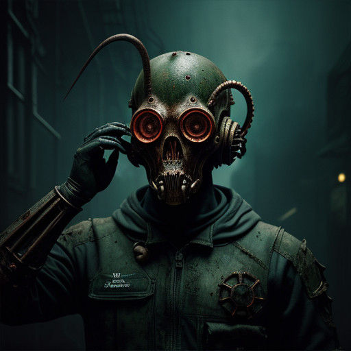 Gritty Biopunk Octopus in Industrial Biohazard Suit