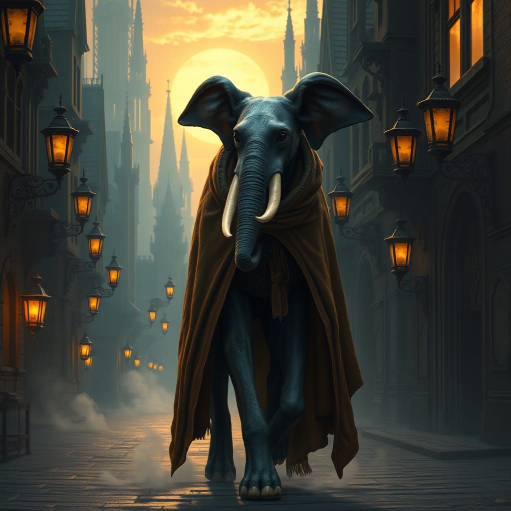 an elephant dog hybrid is creepy, surreal walking down the s...