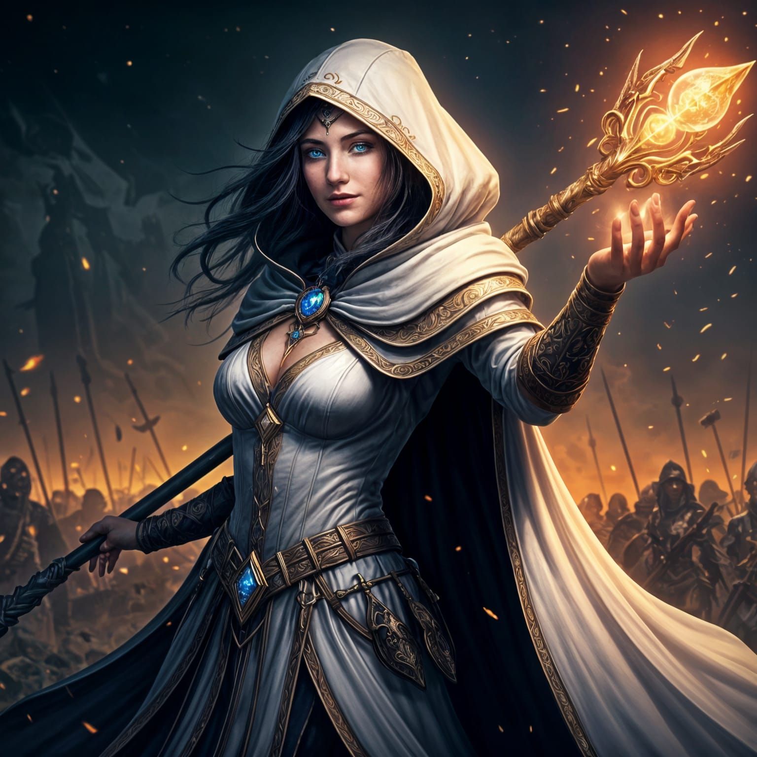 Elven Battle Mage Casting Spell in Dark Fantasy Art