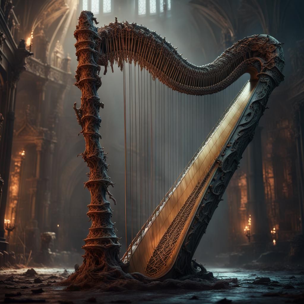 Human Spine Harp: Gory Horror Art