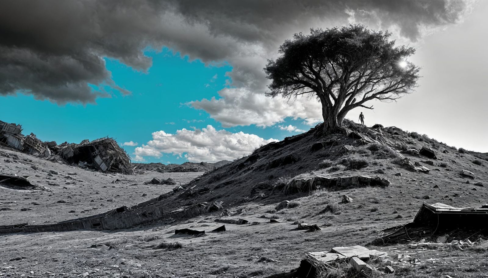 Rock and Roll Landscape with Wreckage in the Ravine