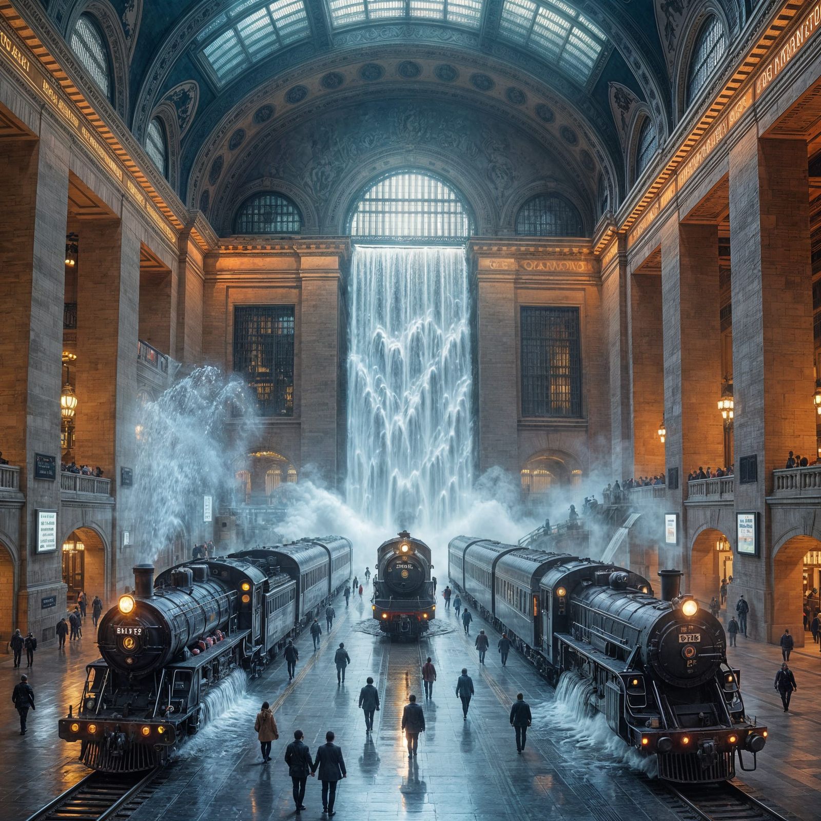 Grand Central Station Interior with Waterfall