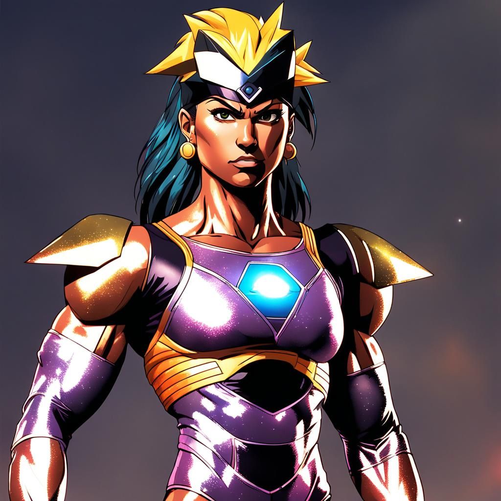 Tough Woman Bodybuilder in Retro Anime Style