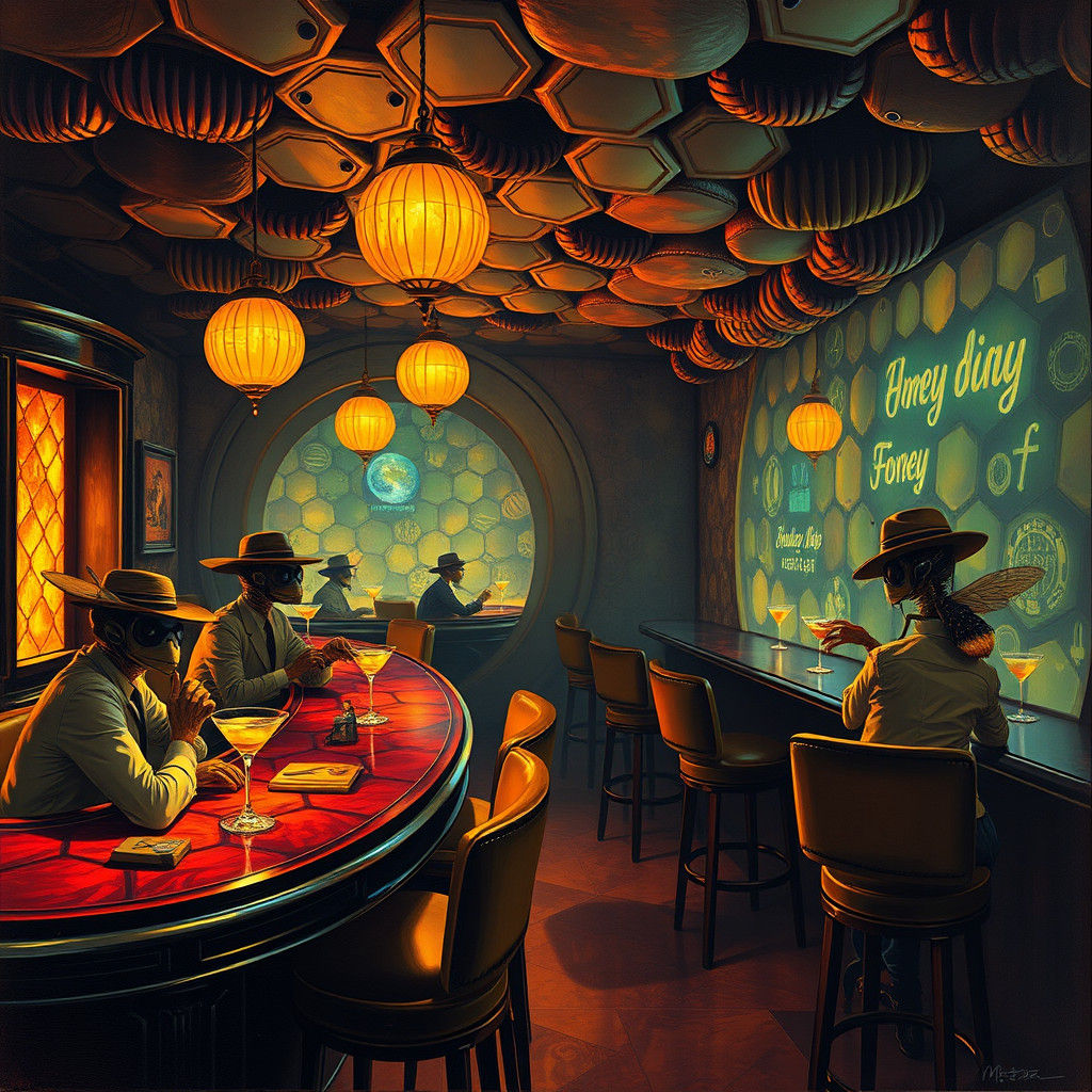 Honey Bee Bar: Retro-Futuristic Surrealist Dreamscape
