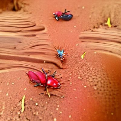 Colorful Beetles on Red Sand Dunes