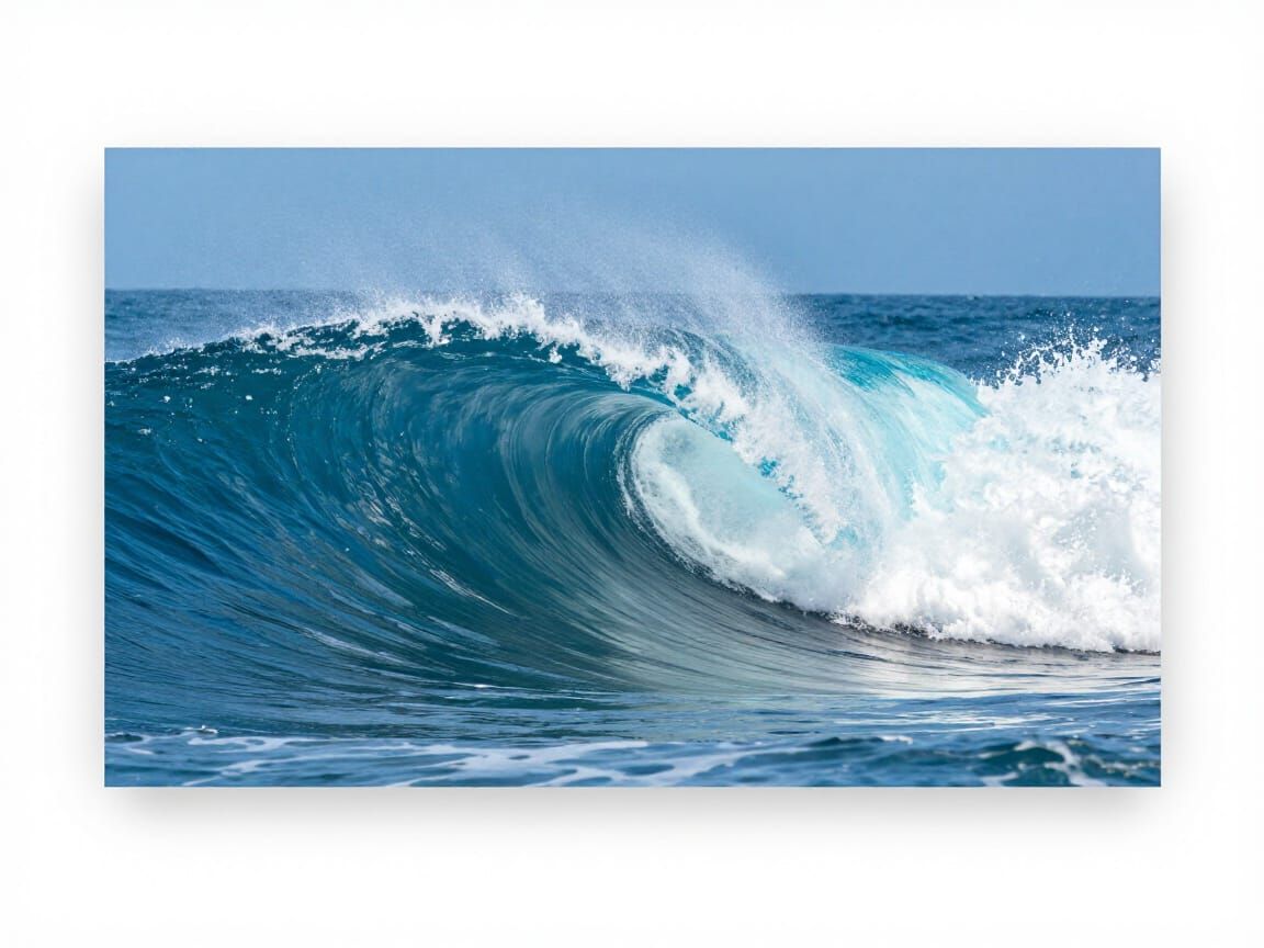 Vibrant Minimalist Sea Wave, Realistic & Colorful