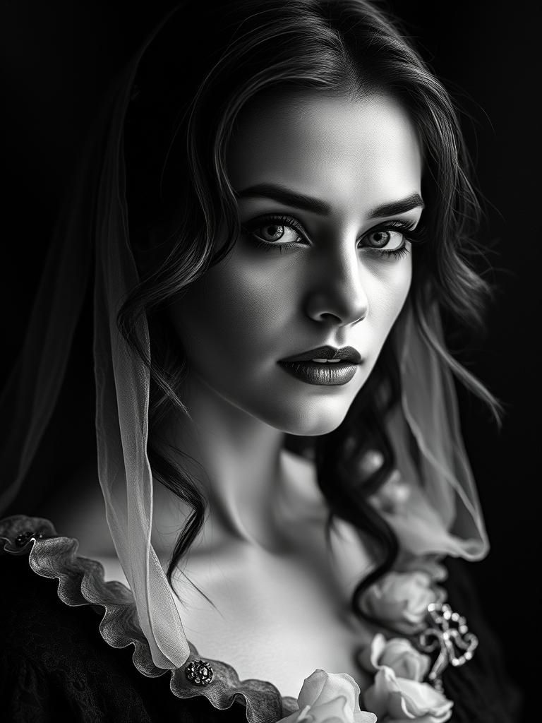 Dramatic Dracula Portrait in Black and White