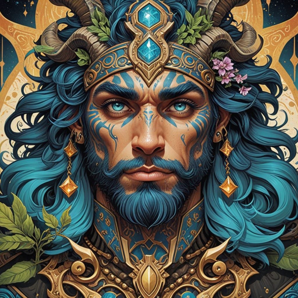 Bold Comic Book Satyr in Vibrant Matte Ink