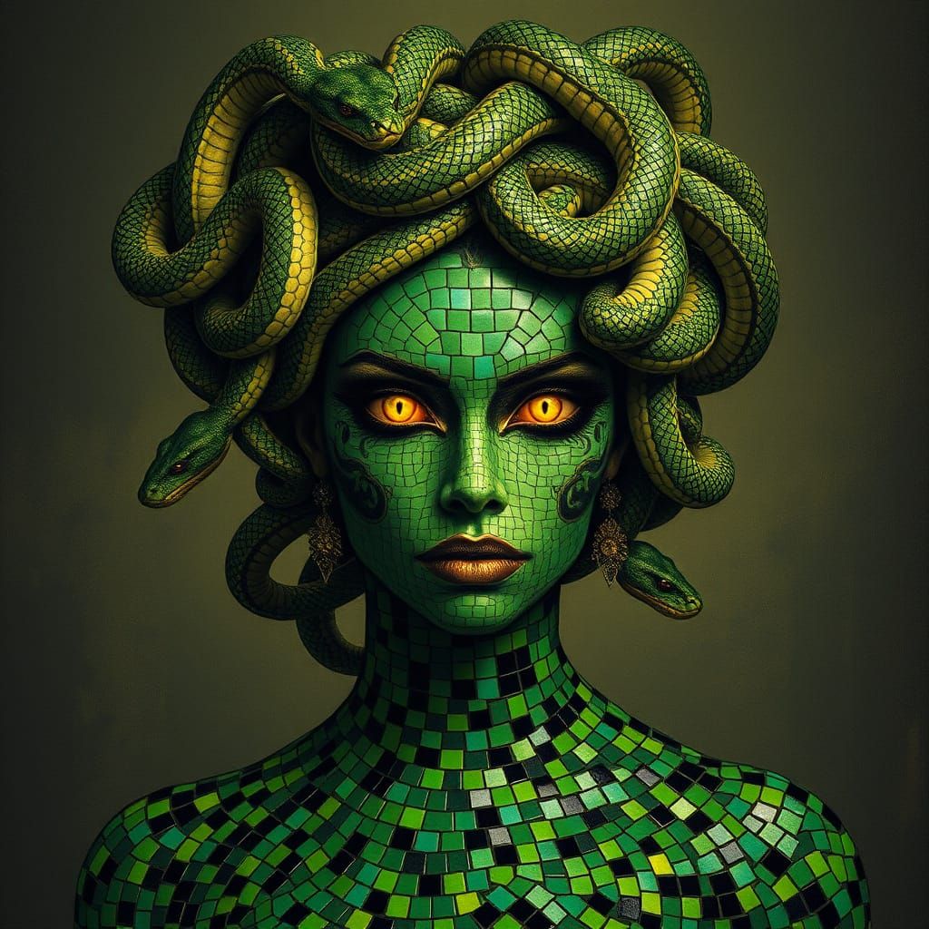 Mosaic Goddess with Snakes