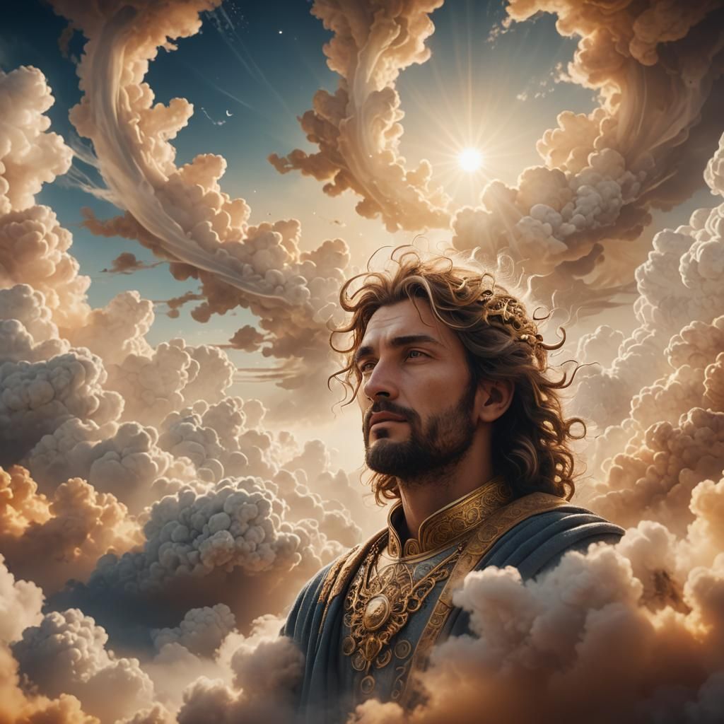 Celestial God Immersed in Divine Clouds