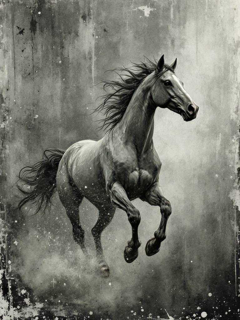 Gothic Horse Running Free in Haunting Reverie