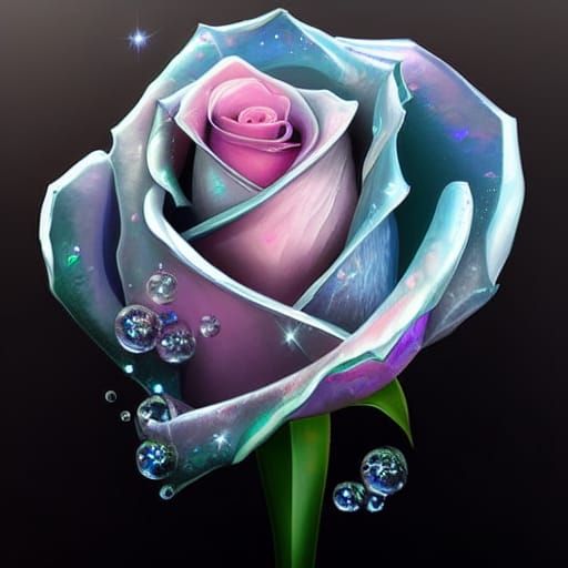 Crystalline Rose with Iridescent Bubbles