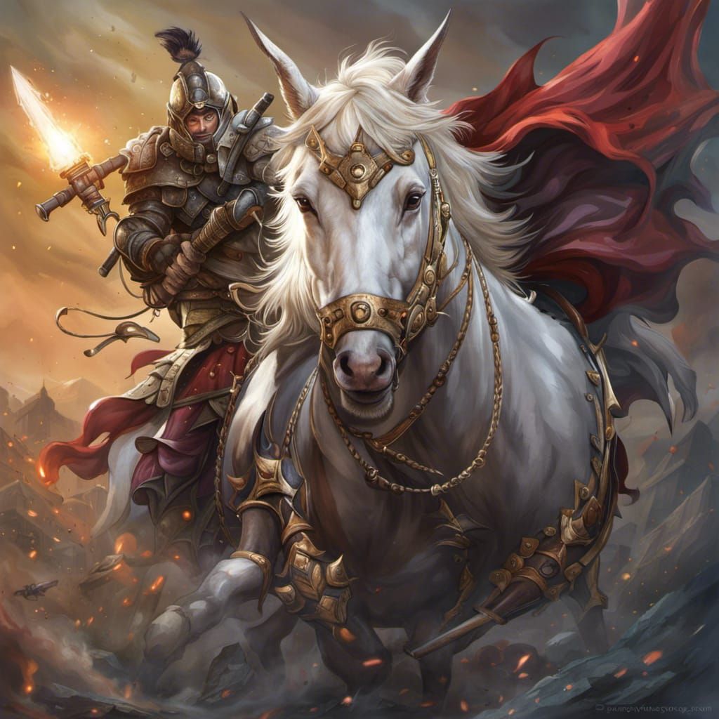 Rabbit Knight with Red Broadsword: Dark Fantasy Art