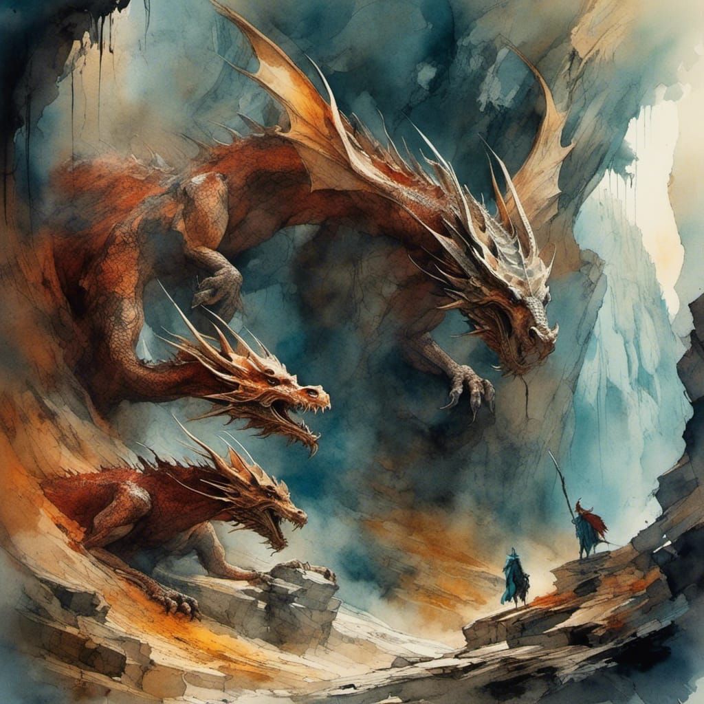 Dragons going after invaders of their cave