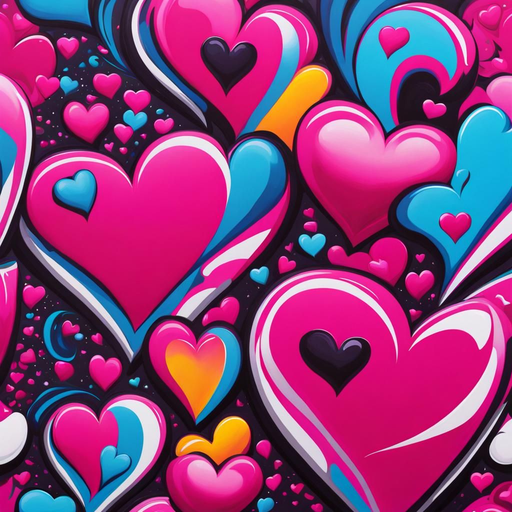 Surfboard with Pink Graffiti Street Art