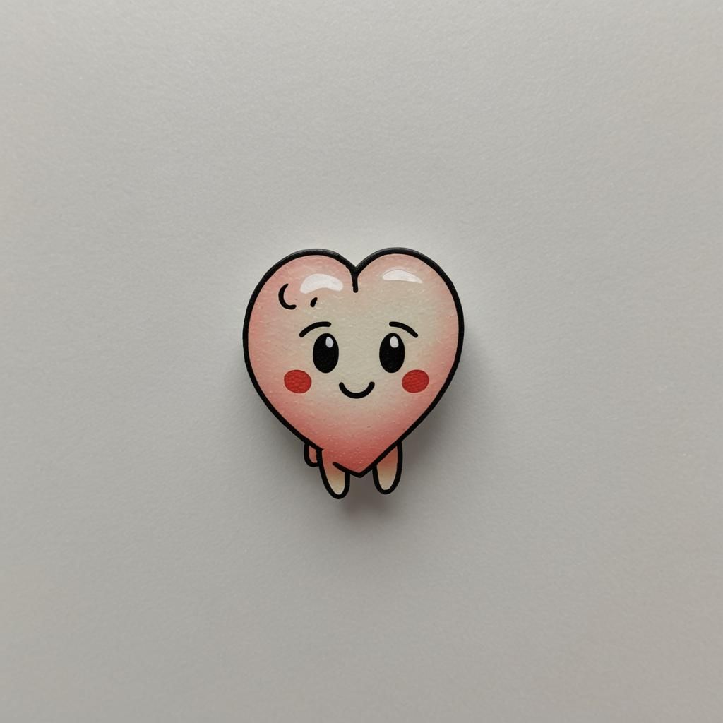 Cute Chibi Heart Emoji on White Background