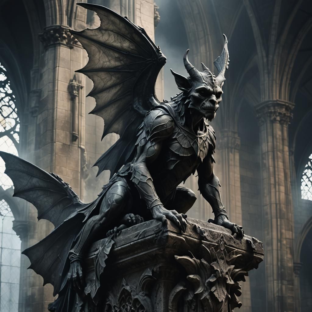 Dark Fairy Gargoyle in Ruined Cathedral