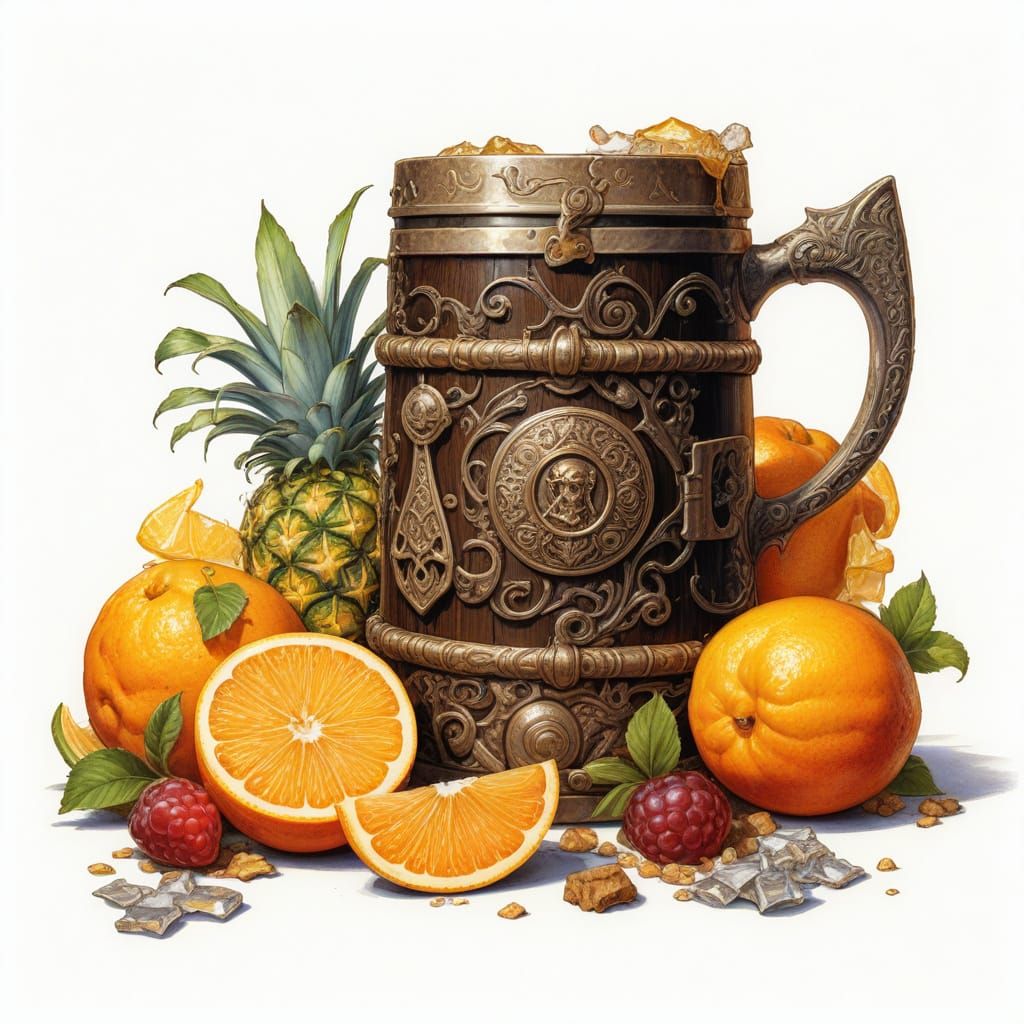 Potent Tropical Rum Tankard in Heroic Fantasy Style