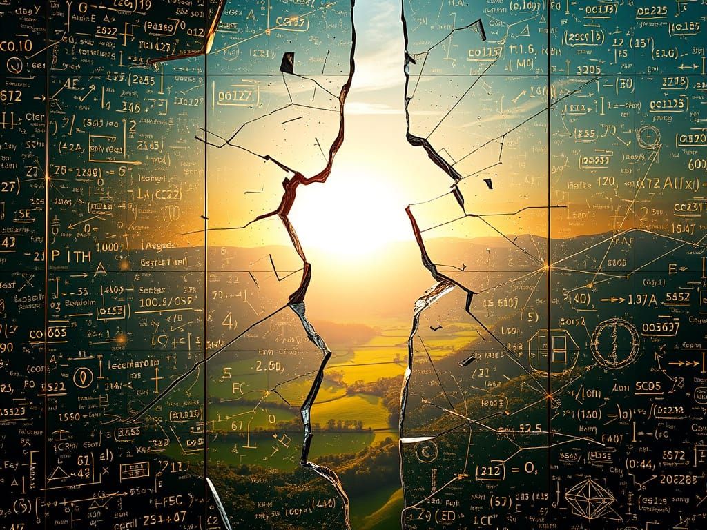 Glass Wall Shatters Revealing Green Valley