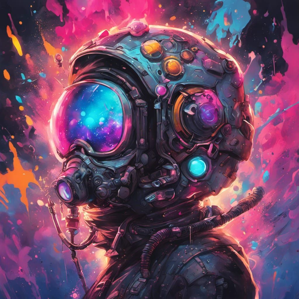 Colorful Cyberpunk Nebula in Graffiti Style