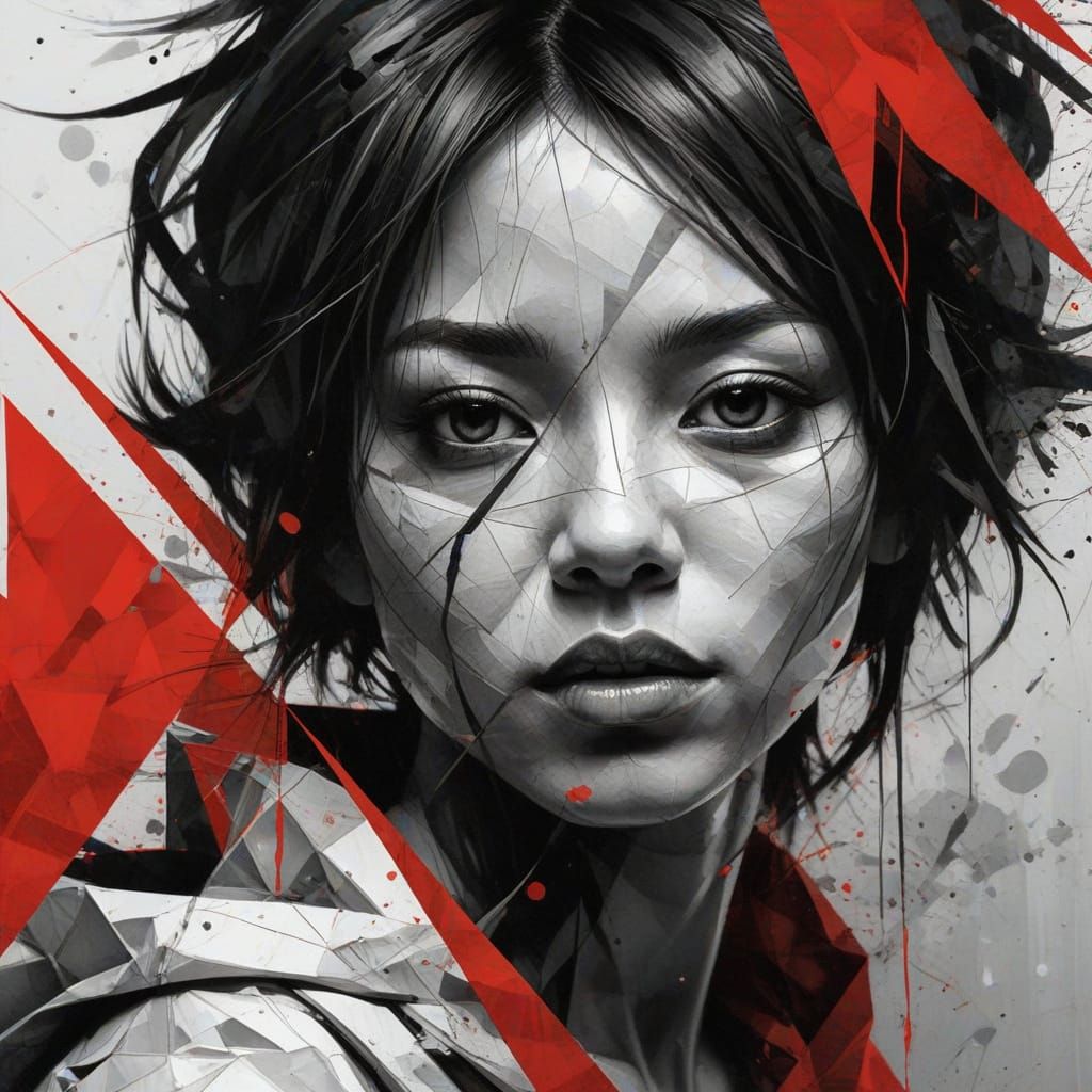 Abstract Portrait in Origami-Inspired Papercraft Style