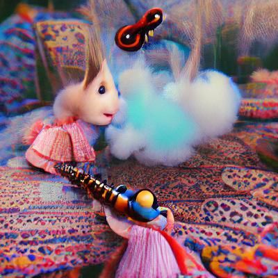 Psychedelic White Rabbit in Dreamscape