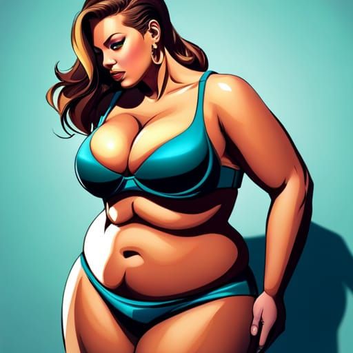 Plus-Size Model Portrait in Hyperrealistic Style