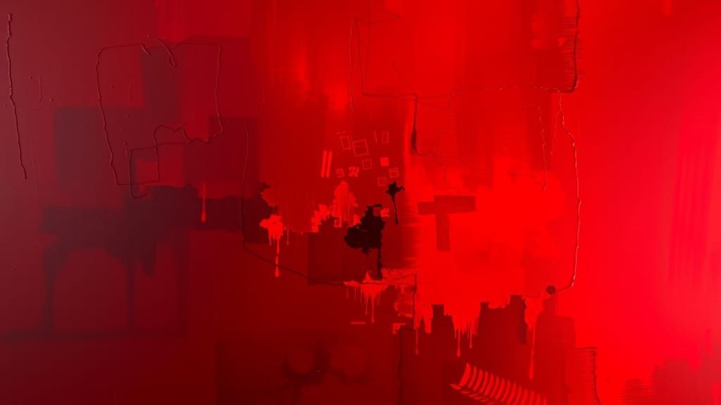 Abstract Red Color Field Digital Painting