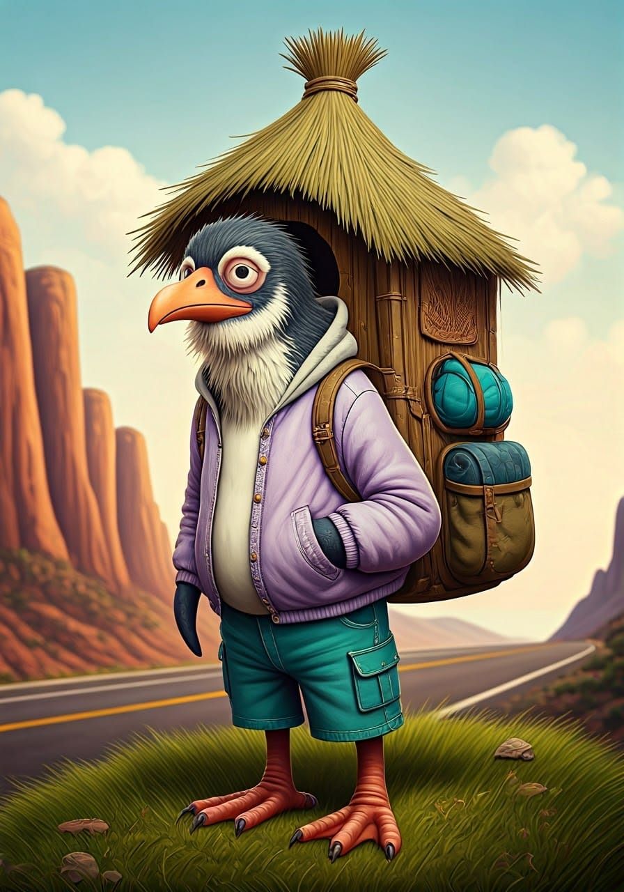 Stylized Penguin Character in Claymation Style Birdhouse