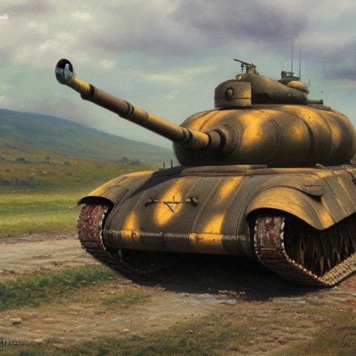 WW2 Tiger Tank in Oil Painting Style