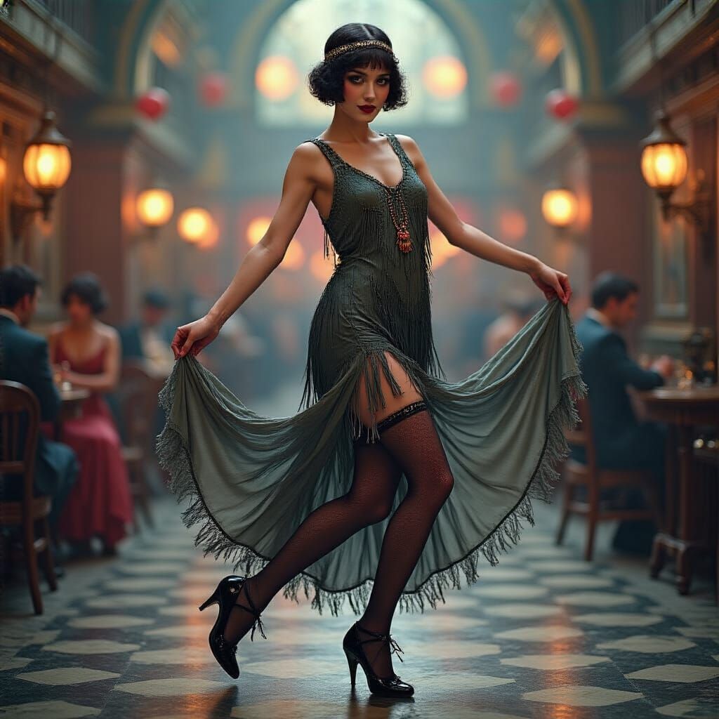 Flapper Dancing in 1920's, Cinematic Macro Shot