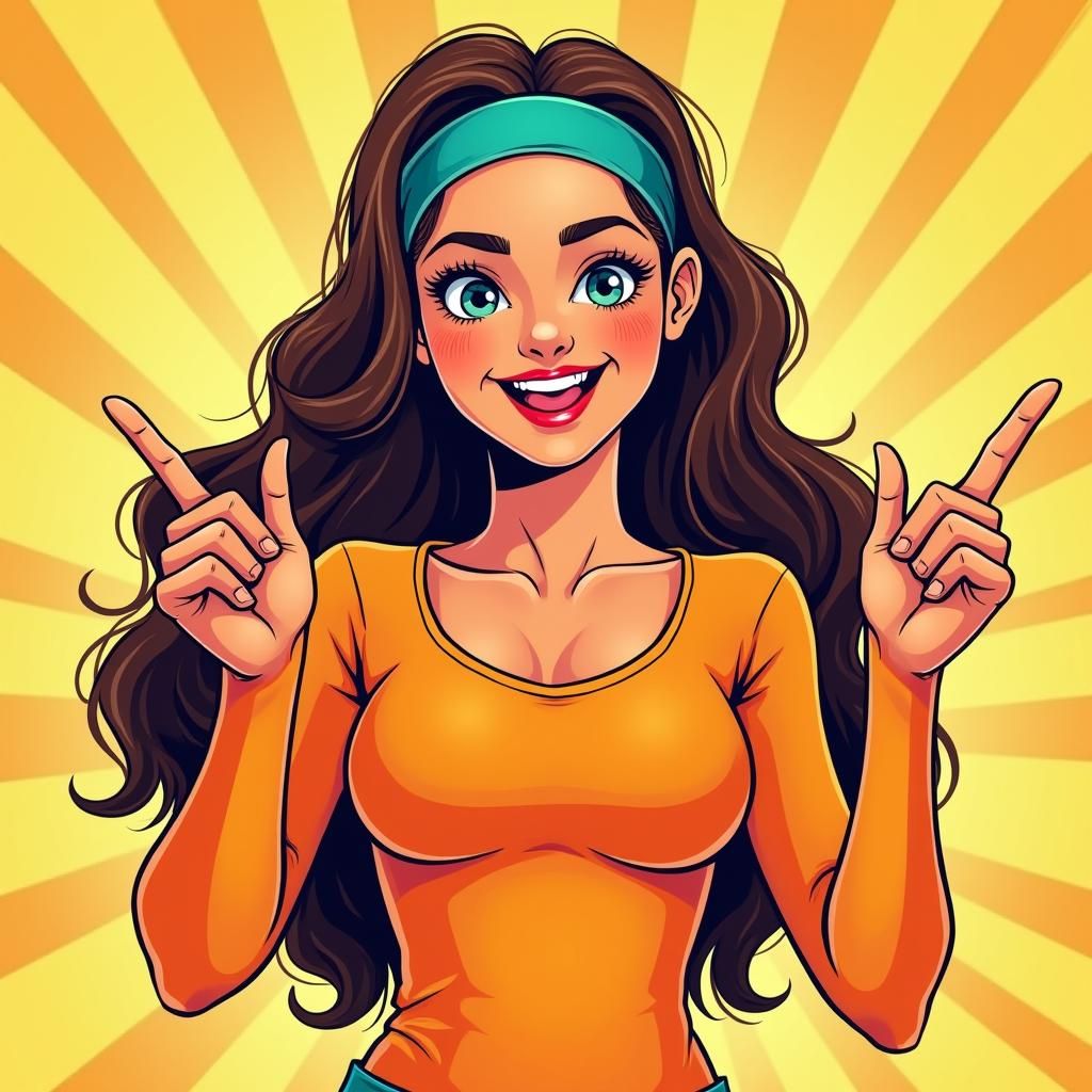 Comic-Style Girl with Finger Guns in Pop Art Illustration