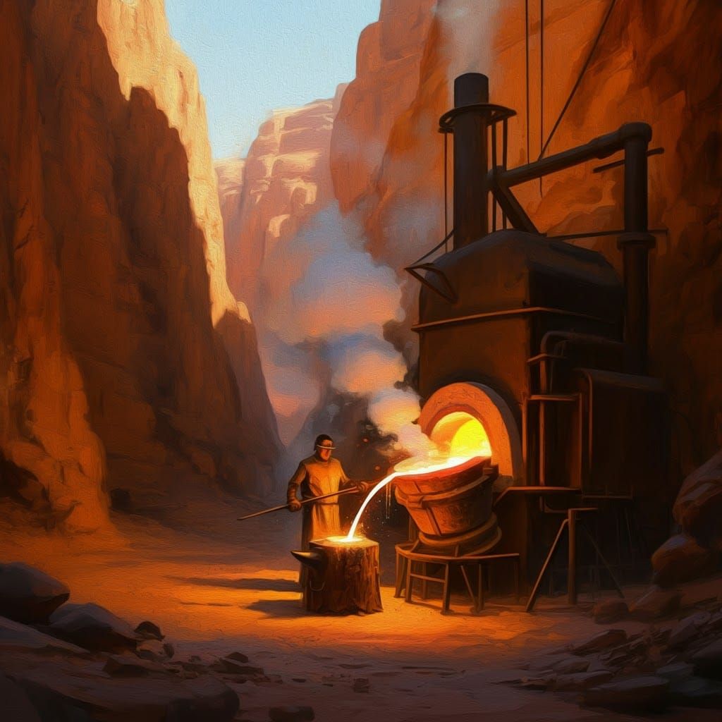 Desert Blacksmith Workshop: An Oil Painting