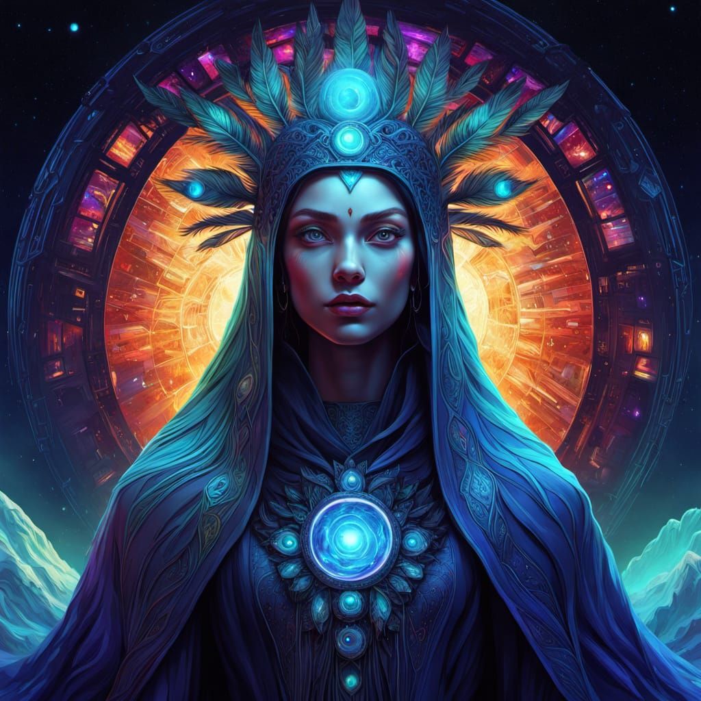 Druidic Priestess Portrait in Hyperrealistic Digital Art