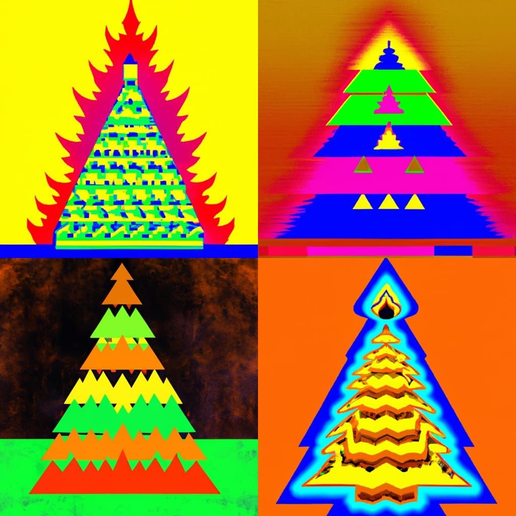 Burning Christmas Tree in Pop Art Style