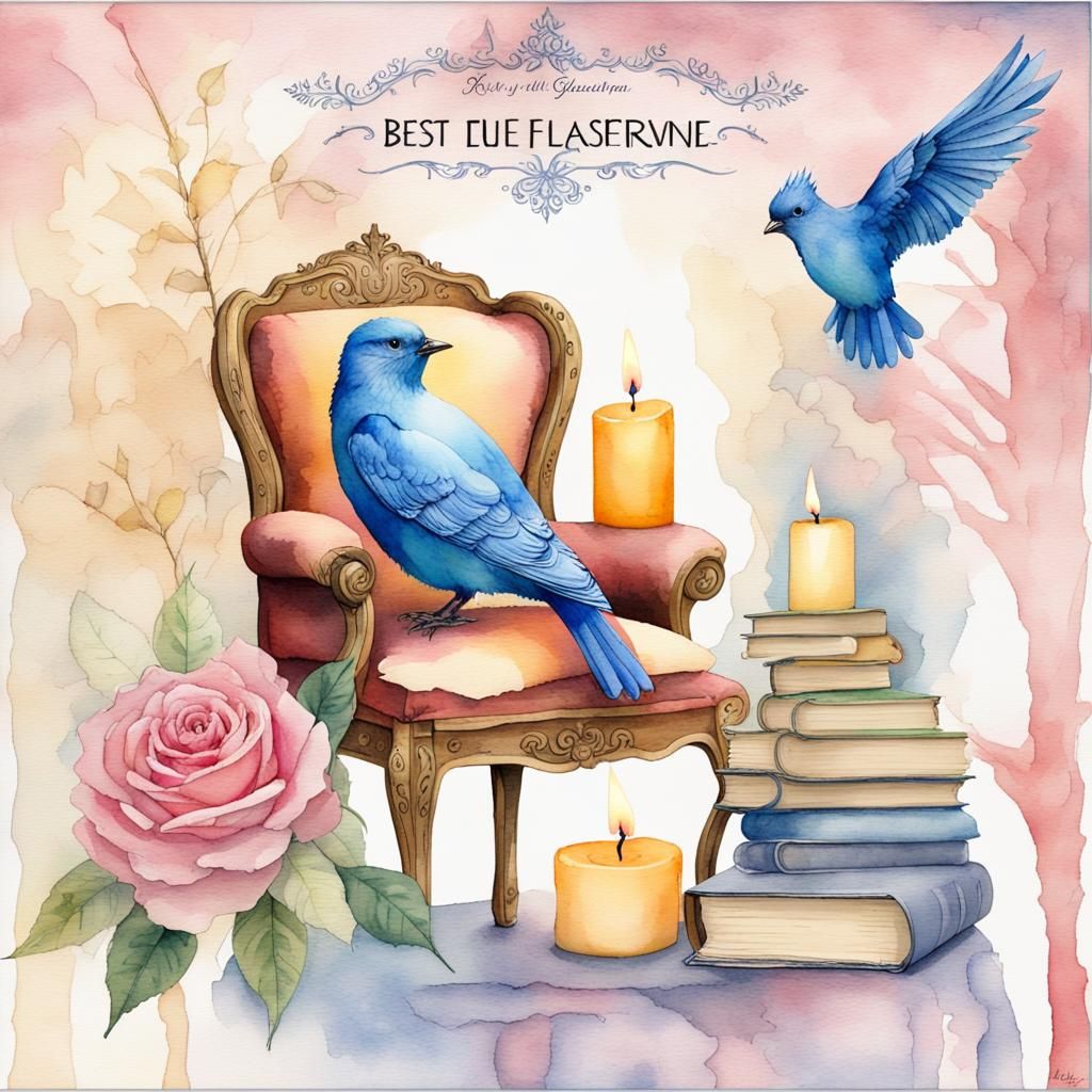 Watercolor Chair with Floral Arch in Fantasy Style