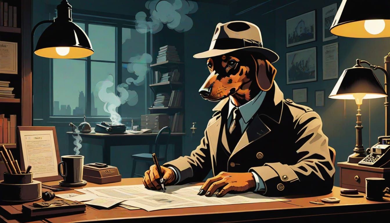 Noir-Inspired Dachshund Detective Cracks the Case