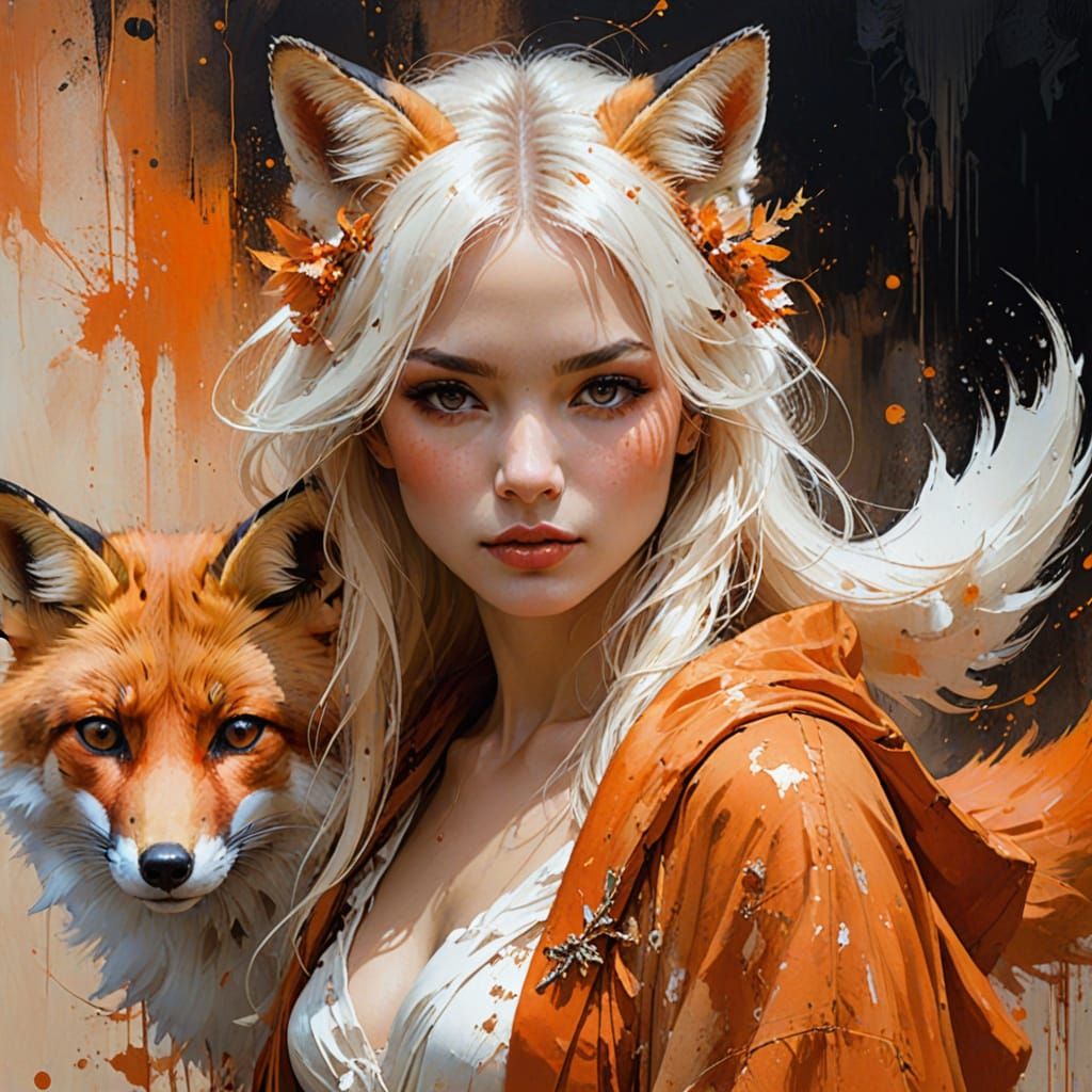 Fox Portrait Art styled by, Jeffrey Catherine Jones, Waterho...