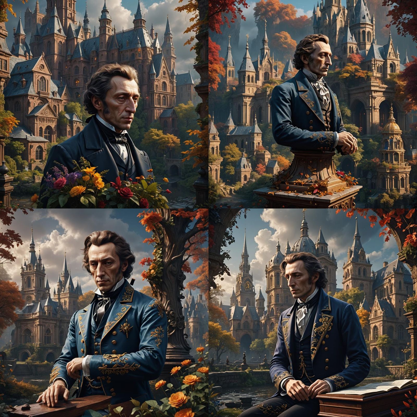Frederic Chopin: Detailed Matte Painting in Deep Color