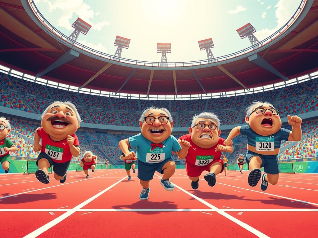 Paris 2024 Olympics: Cartoon Athletes Compete in 100m