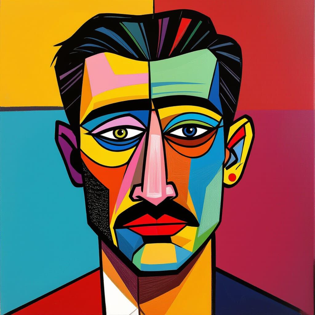 Expressive Cubic Face Inspired by Picasso and Miró