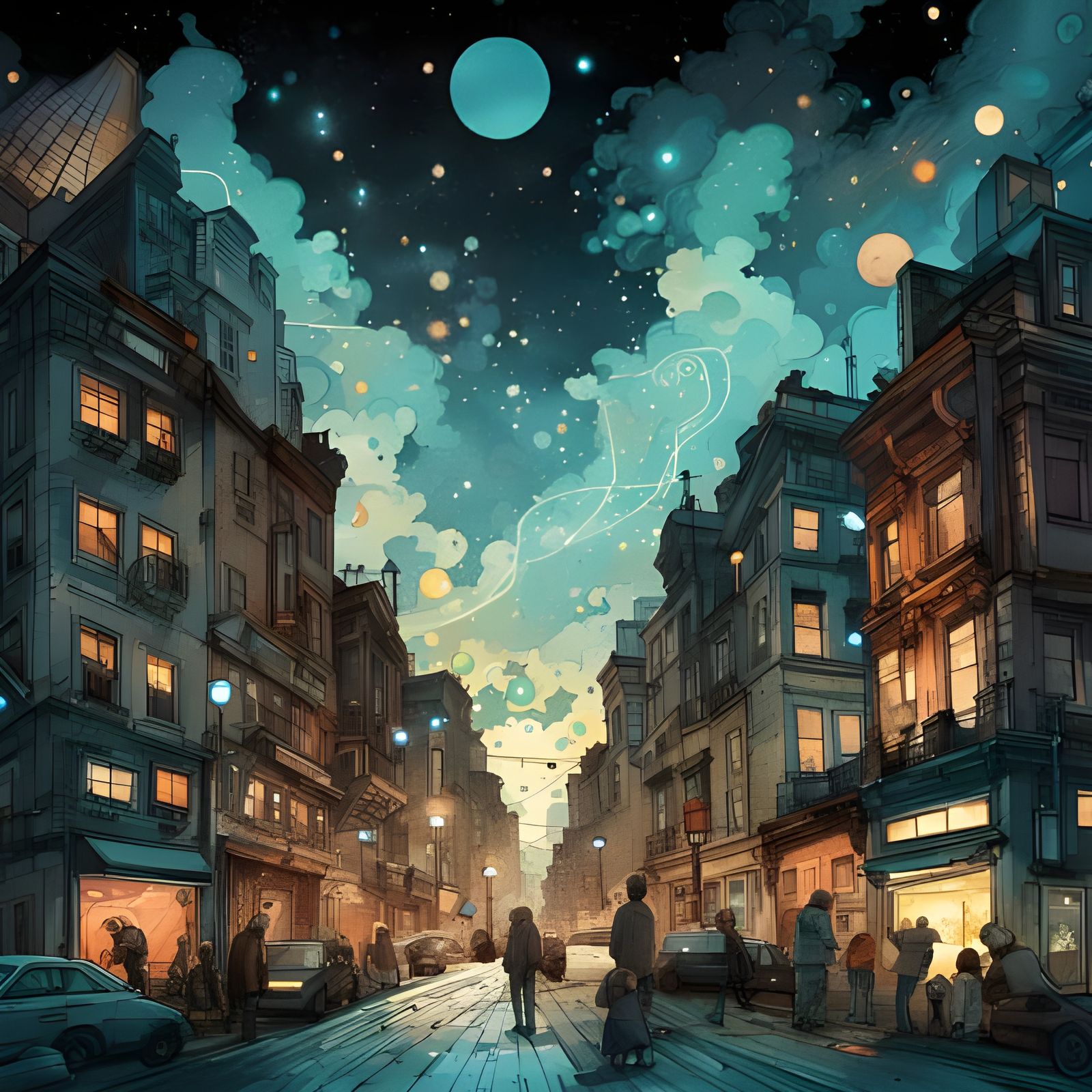 AI Generated Midnight Walk Image