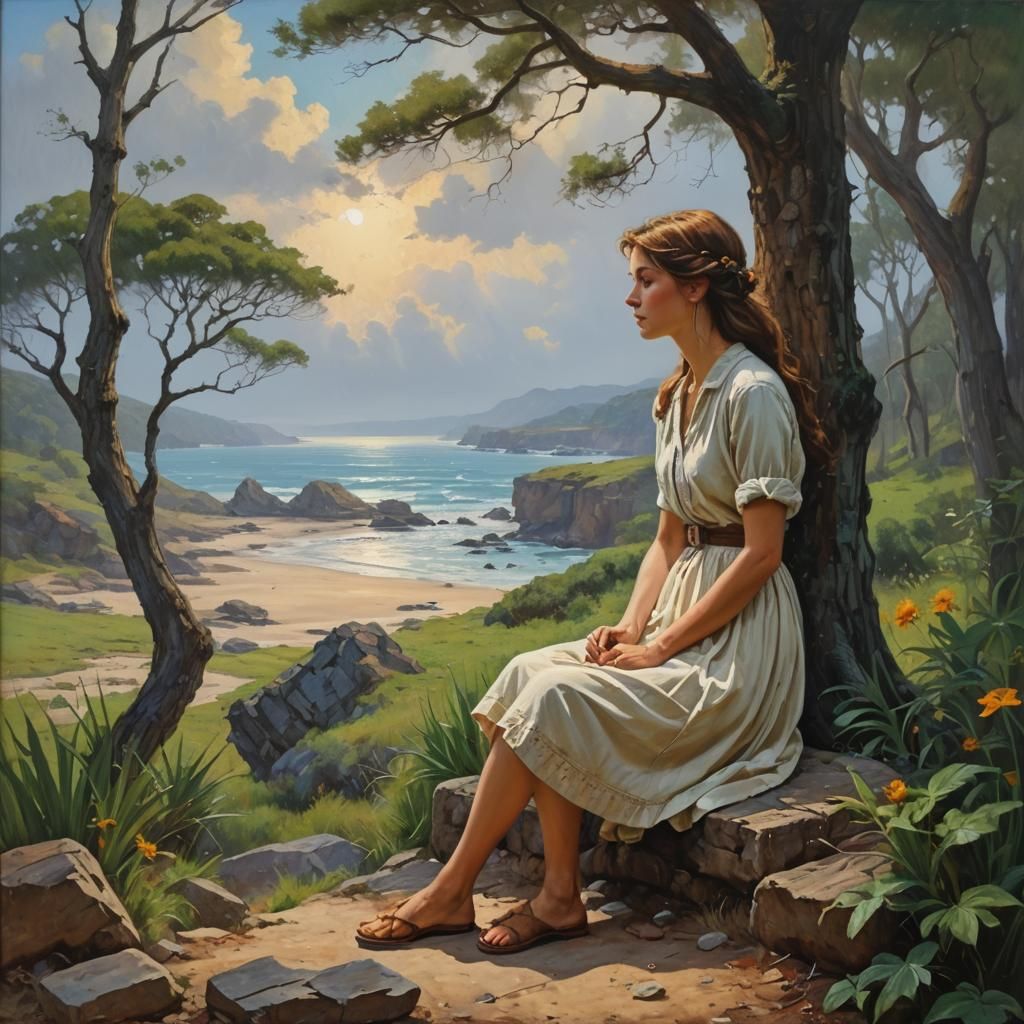 Serene Contemplation in Oil Paint
