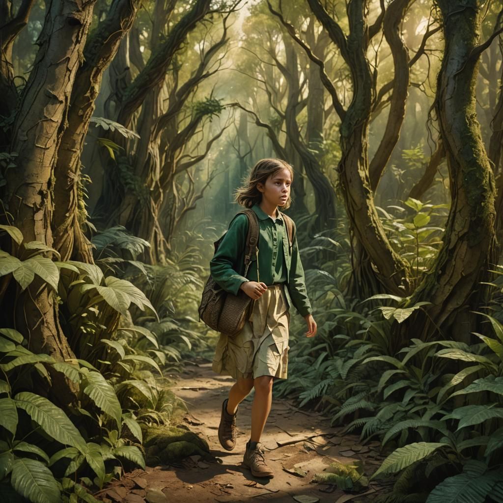 Girl in Forest Bas-Relief: Fantasy Concept Art