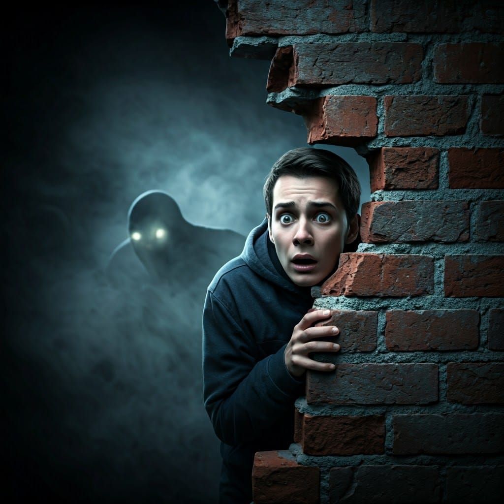 Terrorized Survivor Confronts Monstrous Entity in Dark, Fogg...