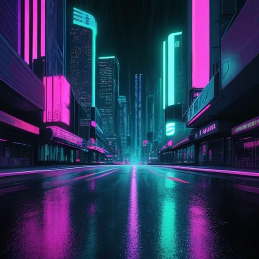 Neon Noir Person in Synthwave Cityscape
