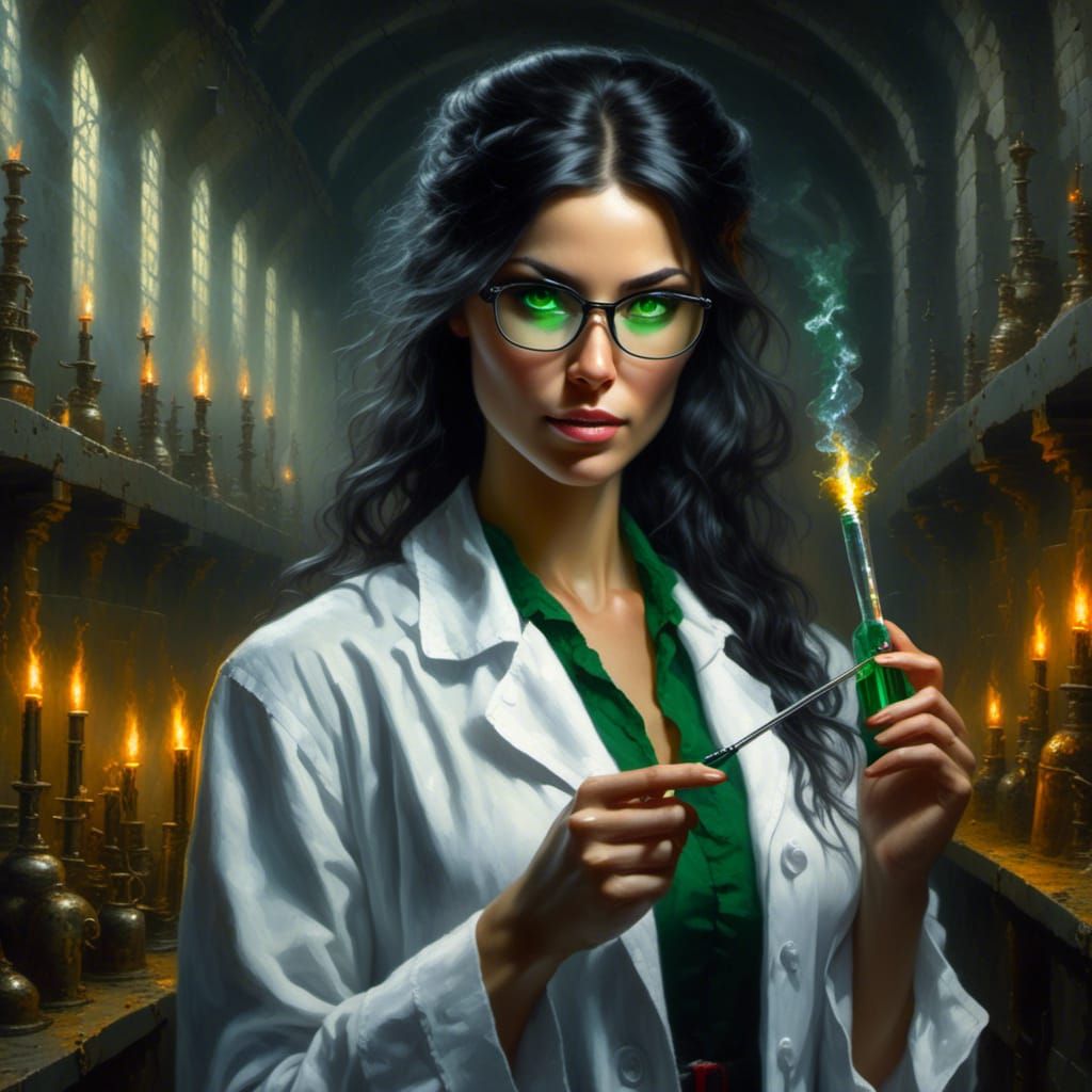 Dark Impressionistic Alchemist in Gustav Dore Style