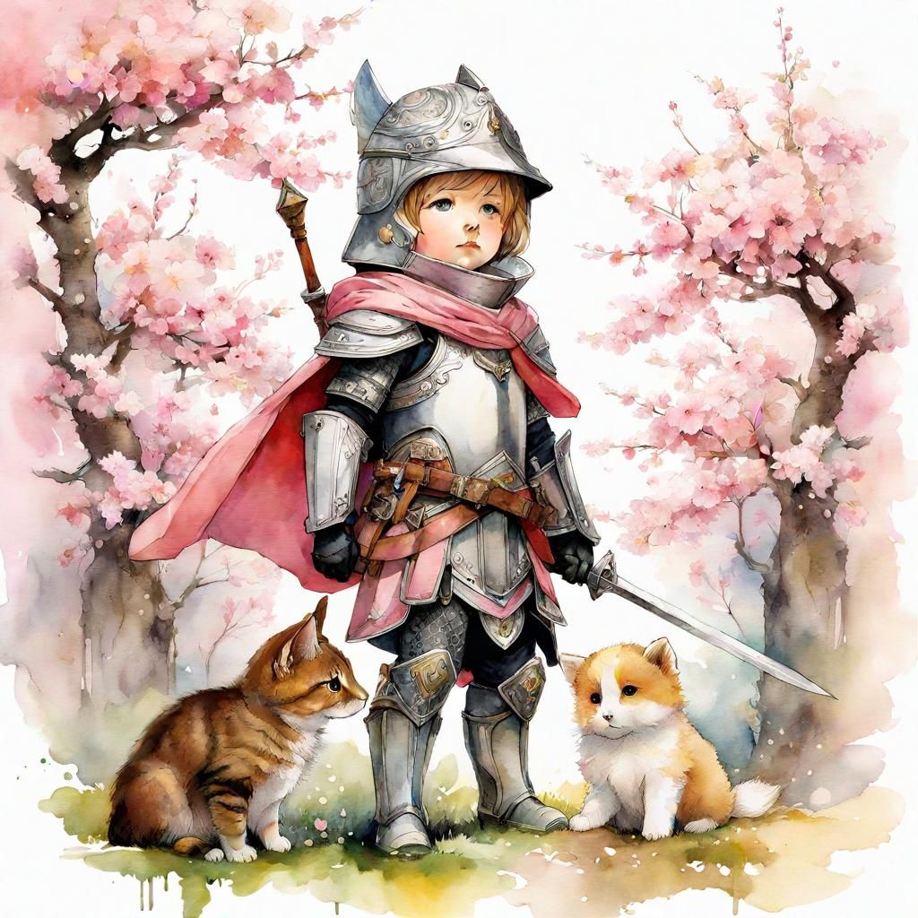 Watercolor Lalafell Paladin in Scandinavian Armor