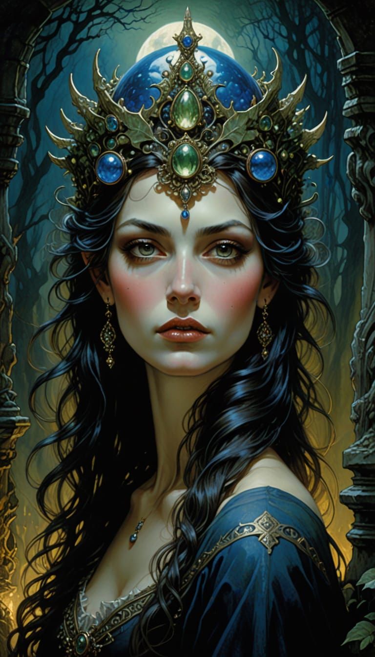 Queen in Eerie Moonlight, Epic Digital Matte Painting