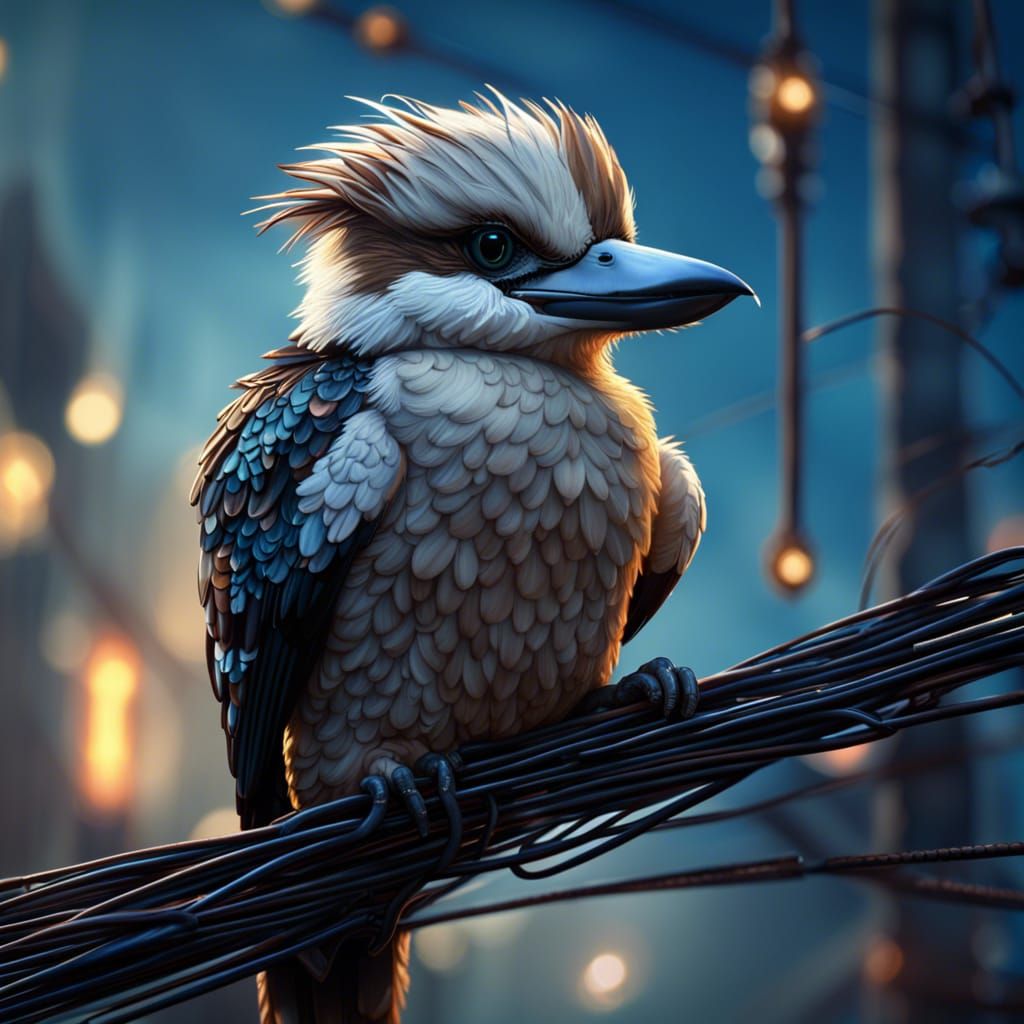 Kookaburra on Wire: Detailed Matte Painting